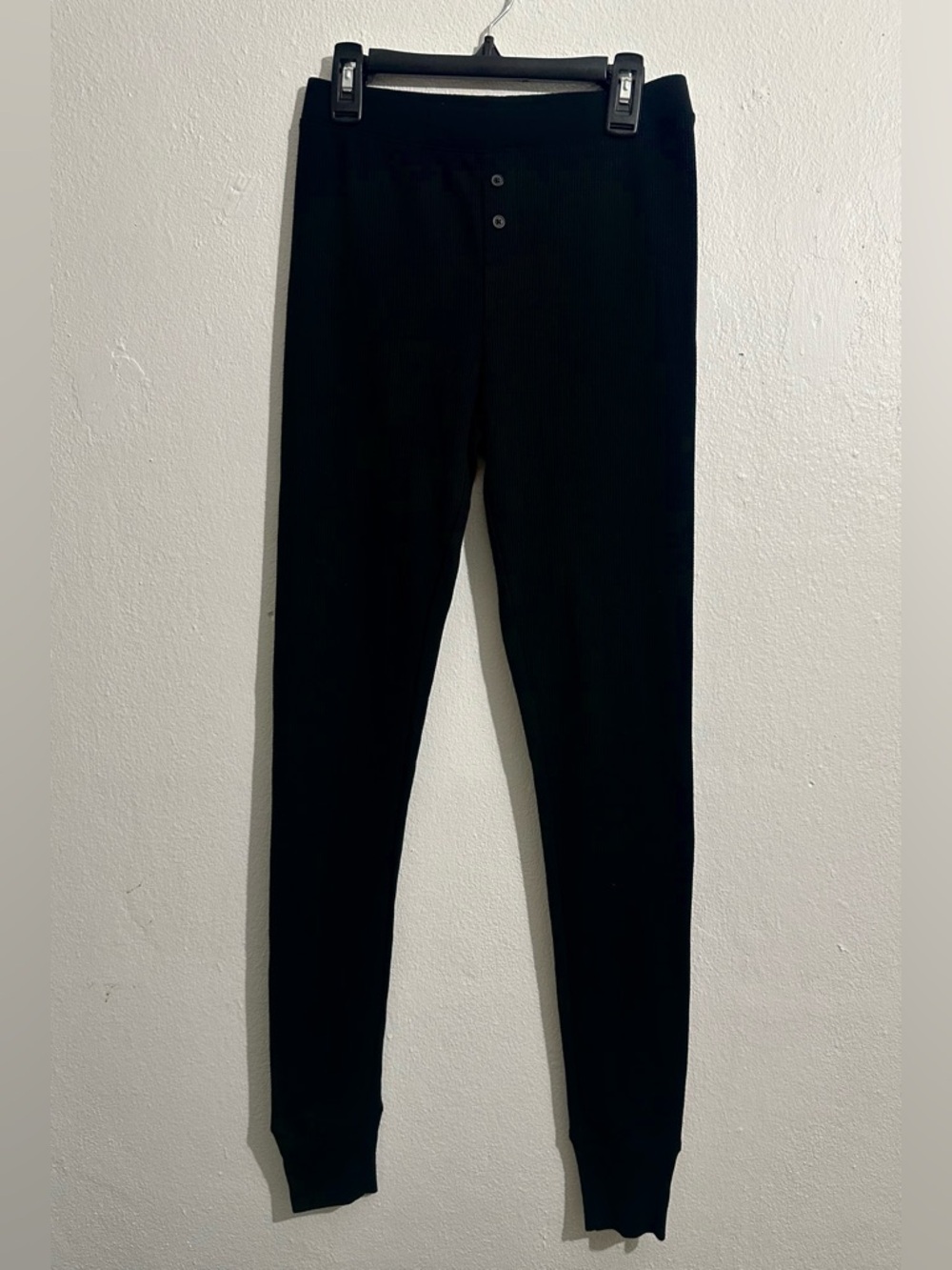 Black OLD NAVY leggings cotton pants WAFFLE FABRIC STRETCHY Sz XS LIKE NEW